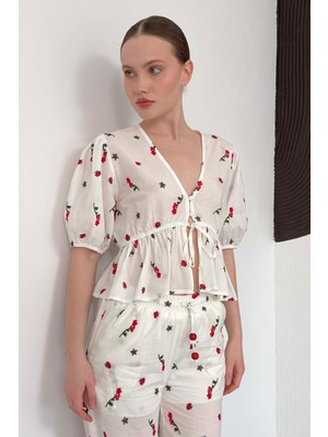 Very Moda Nakışlı Vual Bluz | D2885
