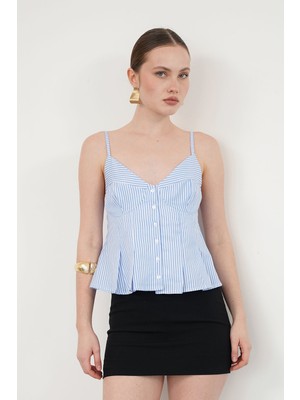Very Moda Çizgili Askılı Bluz | D2791