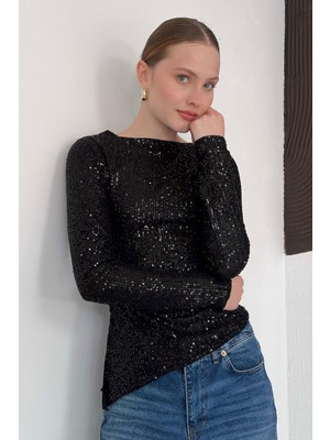 Very Moda Parlak Payetli Uzun Kollu Bluz - | F2060