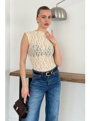 Very Moda Sıfır Kol Dantel Bluz | D2750