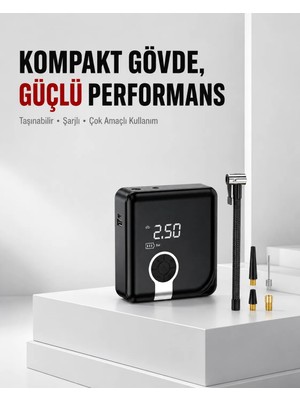 Negok 6000MAH Bataryalı Type-C Şarjlı Diyafram Tip Kompresör LED Işıklı
