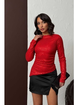 Very Moda Parlak Payetli Uzun Kollu Bluz - | F2060