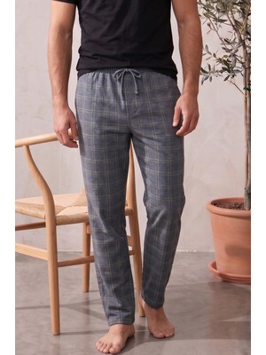 Farya Home Pamuklu Ekose Kareli Yazlık Erkek Pijama Altı Pantolon