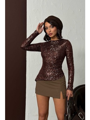 Very Moda Parlak Payetli Uzun Kollu Bluz - | F2060