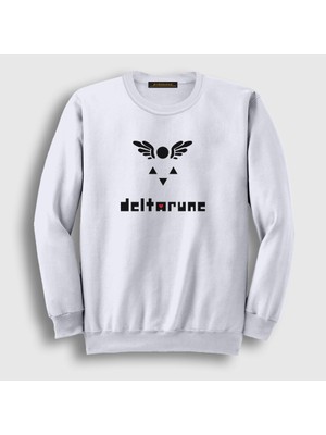 Presmono Unisex Beyaz Logo Deltarune Oyun Undertale Sweatshirt
