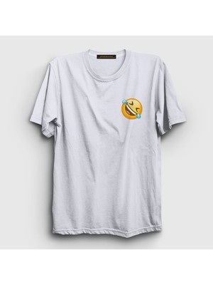 Presmono  Beyaz Gülmekten Gözünden Yaş Gelen Emoji  T-Shirt
