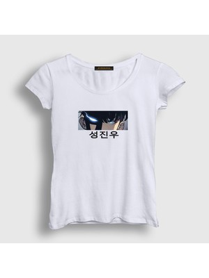 Presmono Kadın Beyaz Arise Sung Jinwoo Solo Leveling T-Shirt