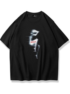 Tarzsokak Unisex Siyah Shake Tshirt Kısa Kol Trend Stil Nefes Alan Kumaş 2XL