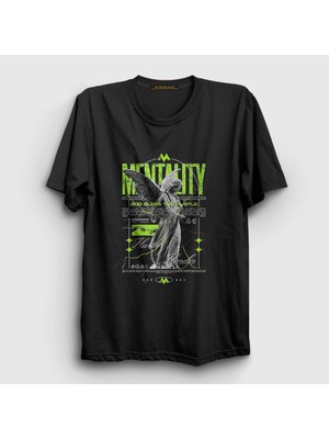 Presmono Unisex Siyah Angel Melek Mentality Hustle Harder T-Shirt