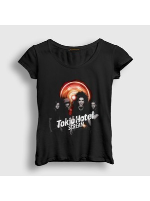 Presmono Kadın Siyah Scream Tokio Hotel T-Shirt
