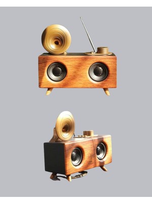 Uravas Store Retro Gramofon Tasarımlı Bluetooth Hoparlör – 3D Stereo Ses, 1800 Mah Batarya