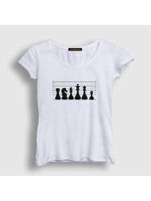 Presmono Kadın Beyaz Chess Satranç Usual Suspects T-Shirt