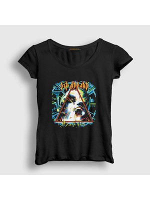 Presmono Kadın Siyah Hysteria Def Leppard T-Shirt