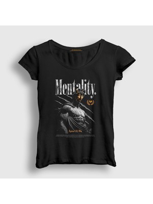 Presmono Kadın Siyah Mentality Against All Odds Art Sanat Heykel T-Shirt