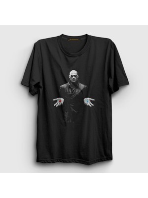 Presmono Unisex Siyah Red Pill Blue Pill Morpheus Film The Matrix T-Shirt