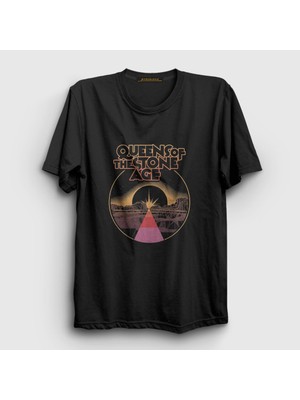 Presmono Unisex Siyah Warp Planet Queens Of The Stone Age T-Shirt