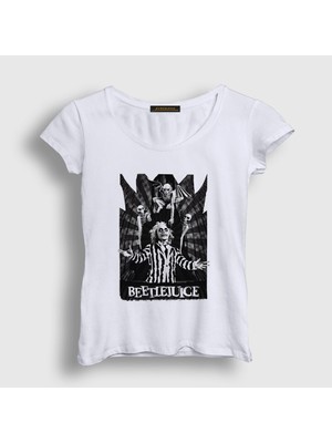 Presmono Kadın Beyaz Graveyard Tim Burton Film Beetlejuice T-Shirt