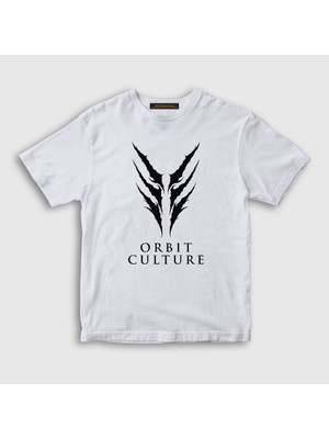Presmono Unisex Çocuk Beyaz Logo Orbit Culture T-Shirt
