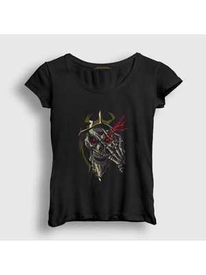 Presmono Kadın Siyah Momonga Anime Overlord T-Shirt