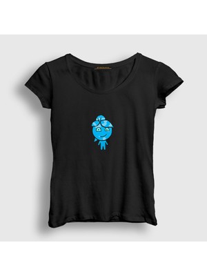 Presmono Kadın Siyah Ateş ve Su Oyun Watergirl Sevgili T-Shirt