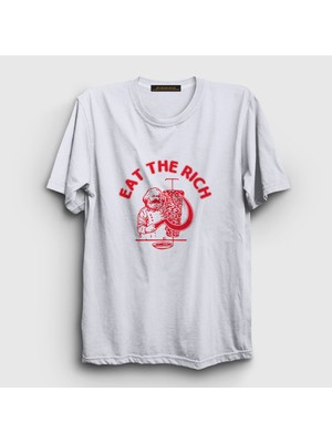 Presmono Unisex Beyaz Eat The Rich Karl Marx T-Shirt