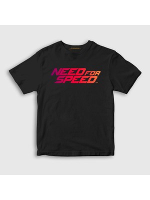 Presmono Unisex Çocuk Siyah Logo Oyun Need For Speed T-Shirt