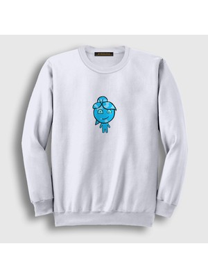 Presmono Unisex Beyaz Ateş ve Su Oyun Watergirl Sevgili Sweatshirt