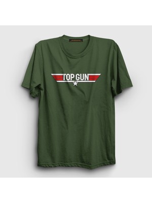 Presmono Unisex Haki Logo Tom Cruise Pilot Film Top Gun T-Shirt