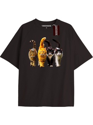 Tarzsokak Penguen Baskılı Oversize Kalıp Unisex T-Shirt