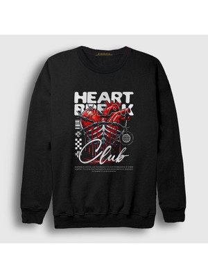 Presmono Unisex Siyah Heart Heartbreak Club Sweatshirt