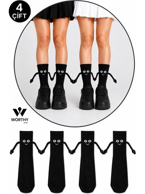 Worthy Socks 4 Çift  Mıknatıslı El Ele Tutuşan Çorap Arkadaşlık Spor Çorabı