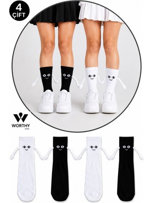 Worthy Socks 4 Çift  Mıknatıslı El Ele Tutuşan Çorap Arkadaşlık Spor Çorabı