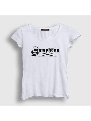 Presmono Kadın Beyaz Logo Metal Symphony x T-Shirt