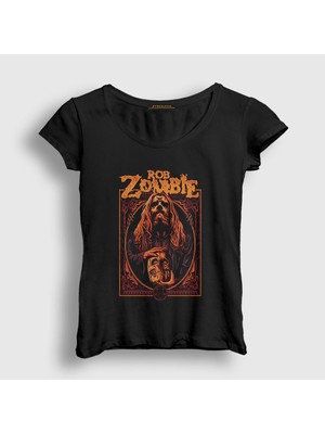 Presmono Kadın Siyah Skull Rob Zombie T-Shirt