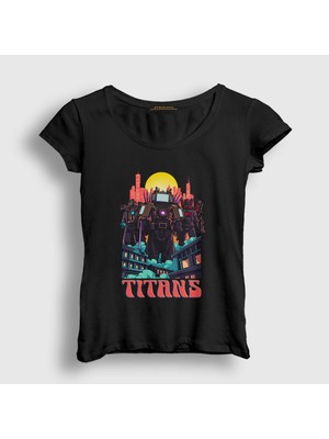 Presmono Kadın Siyah Titans Skibidi Toilet T-Shirt