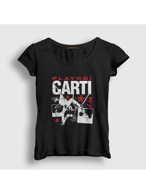 Presmono Kadın Siyah Rapper Playboi Carti T-Shirt