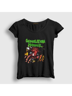 Presmono Kadın Siyah Tortured Existence Demolition Hammer T-Shirt