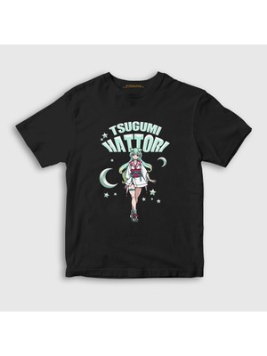 Presmono  Çocuk Siyah Hattori Tsugumi Anime Orient T-Shirt