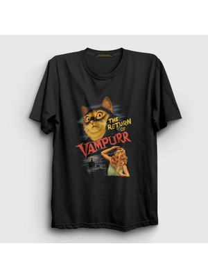 Presmono  Siyah Vampurr Vampir Hediye Kedi Kedili T-Shirt