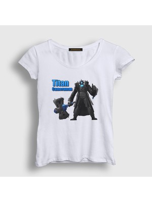 Presmono Kadın Beyaz Titan Cameraman Skibidi Toilet T-Shirt