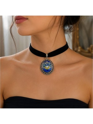 BijuStore Iznik Çini Desenli El Yapımı Vintage Kadın Choker