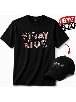BarsDepo Straykids Tişört, Premıum Kalite Unisex Çocuk / Yetişkin (Şapka Hediyeli)
