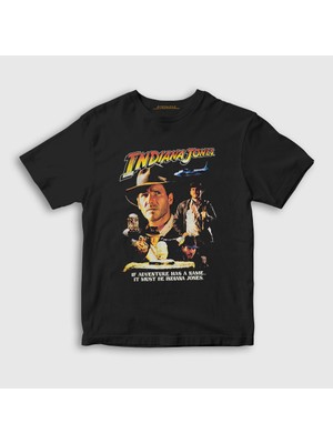 Presmono  Çocuk Siyah Poster Film Indiana Jones T-Shirt