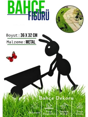 Moontime Alaçatı Dekoratif Metal Bahçe Süsü - Bahçe Dekorasyonu Dekor Karınca - Saksı Üstüne Heykel Figürü