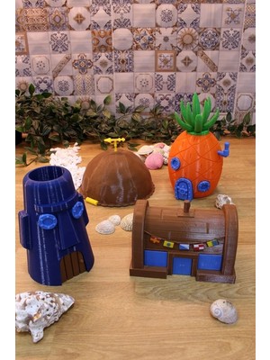 Moontime Alaçatı Bikini Köyü Ananas Ev Yengeç Restoran Kaya Evi Moai Dekoratif Aksesuar Seti