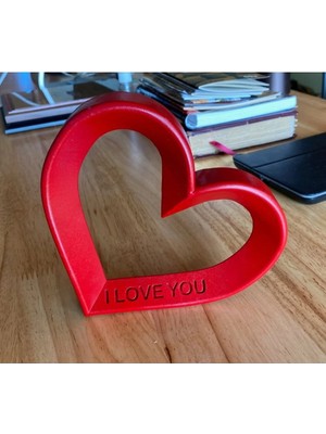 Moontime Alaçatı I Love You Yazılı Kalp Biblo Dekor 25 cm (Büyük Boy)