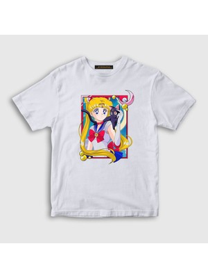 Presmono  Çocuk Beyaz Serena Usagi Sailor Moon Ay Savaşçısı T-Shirt
