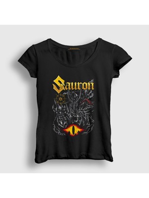 Presmono Kadın Siyah Sauron 2 Yüzüklerin Efendisi Lord Of The Rings T-Shirt