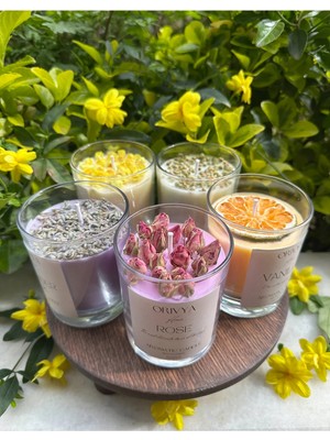 Moontime Alaçatı Pembe Cam Soya Wax El Yapımı Mum Gül Kokulu Dekoratif Mum