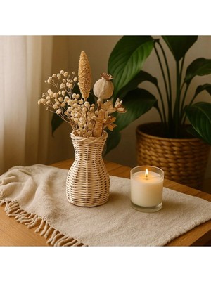 Moontime Alaçatı Rattan Bambu Minik Vazo